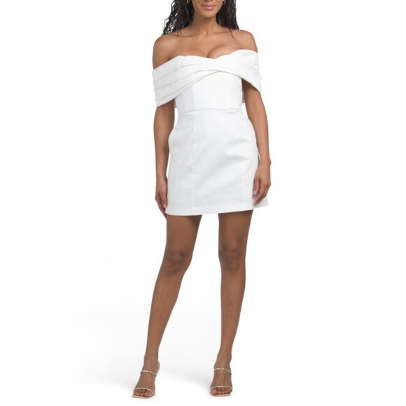 NICHOLAS Ivory Lori Strapless Twist Front Mini Dress
